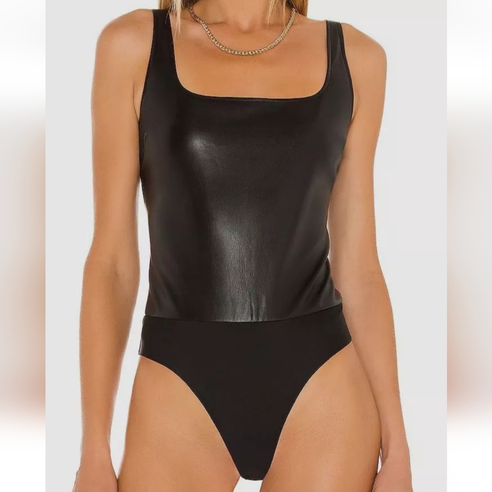 Forever 21 Faux leatherbodysuit. Color black.Size M